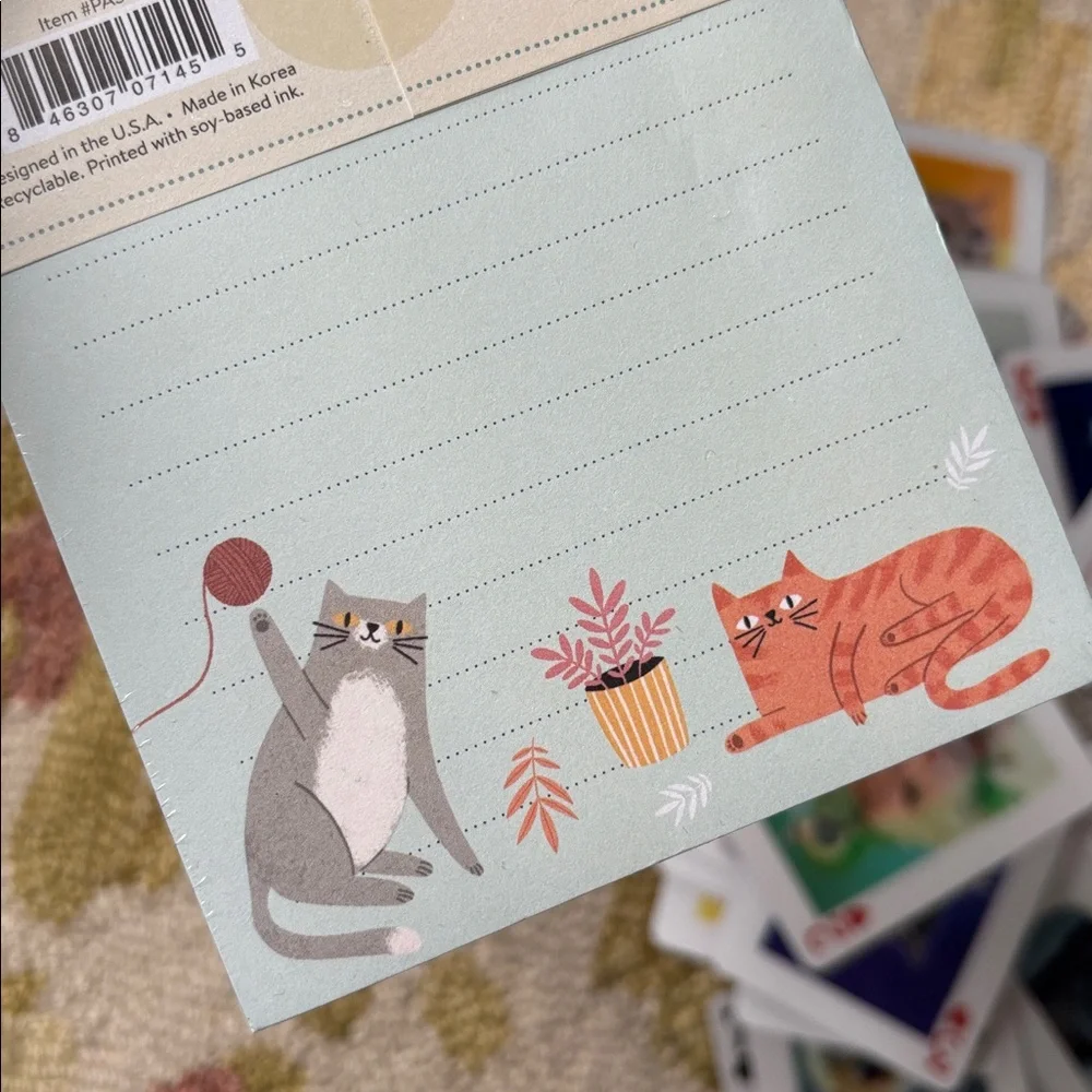 OCS Designs Krazy Kitties Notepad Set NWT 140 lined sheets + 3D Cat Card Deck